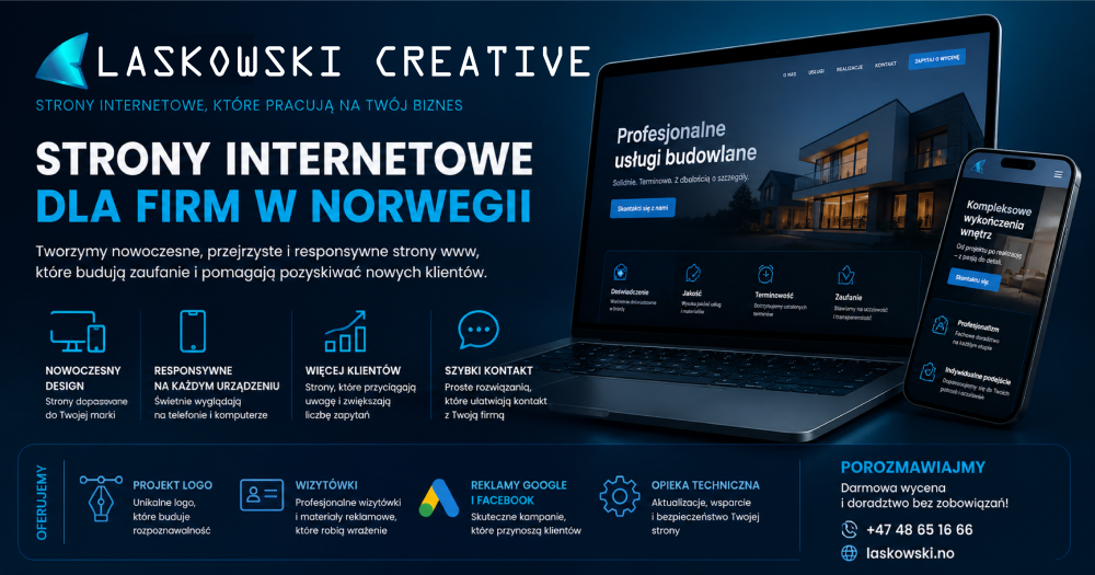 Strony internetowe i wsparcie online dla firm w Norwegii