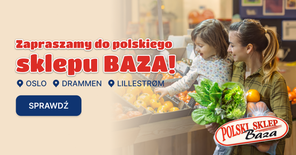 Zapraszamy do polskiego sklepu BAZA w Oslo - Homlia, Drammen oraz Lillestrøm.