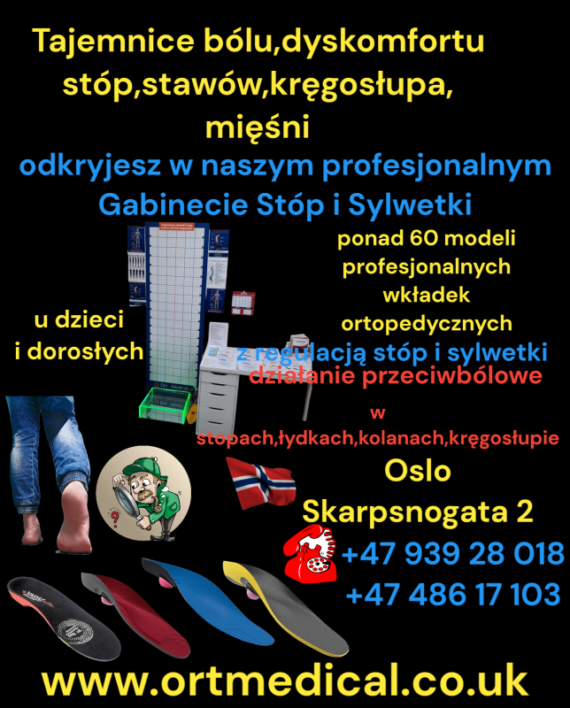 Ortopeda w Oslo- wkładki ortopedyczne z diagnostyka stóp i sylwetki dla dzieci i dorosłych.