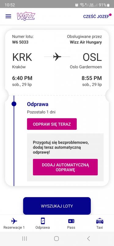 Sprzedam bilet na samolot