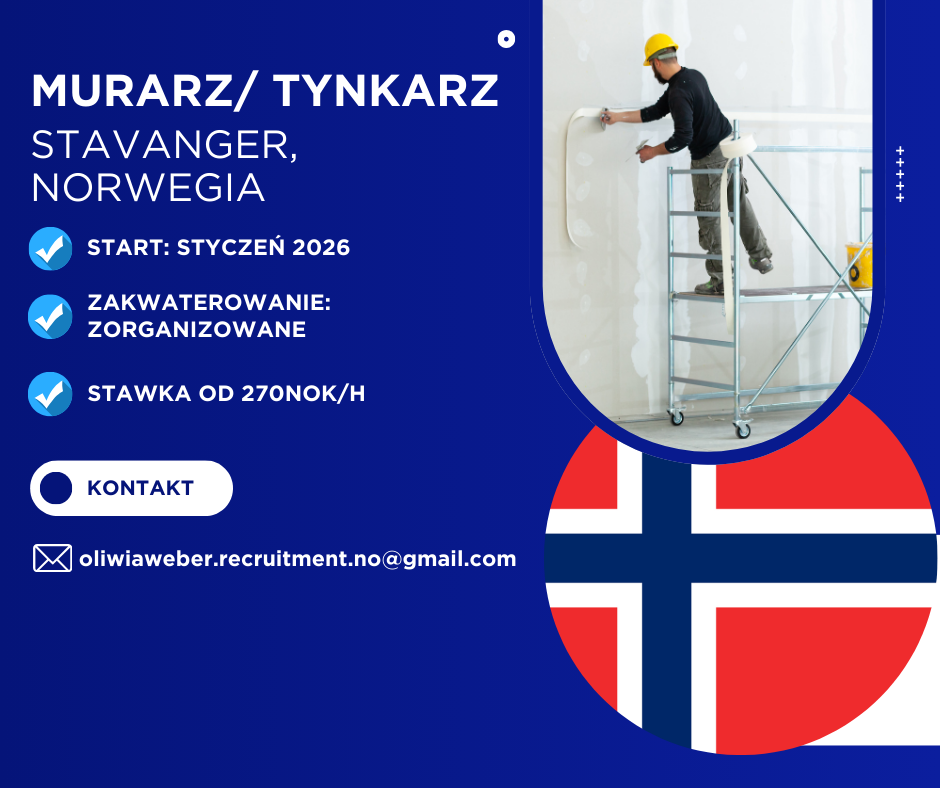 Szukamy doświadczonych murarzy/tynkarzy – Norwegia, Stavanger