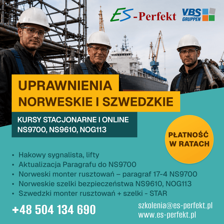 Szkolenia na rusztowania – uprawnienia norweskie (§17-4 zgodnie z NS9700) i szwedzkie (STAR)